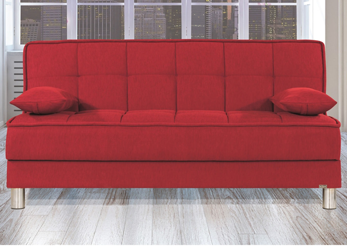 Smart Fit Red Chenille Sofabed,Ottomanson (Previously Casamode)